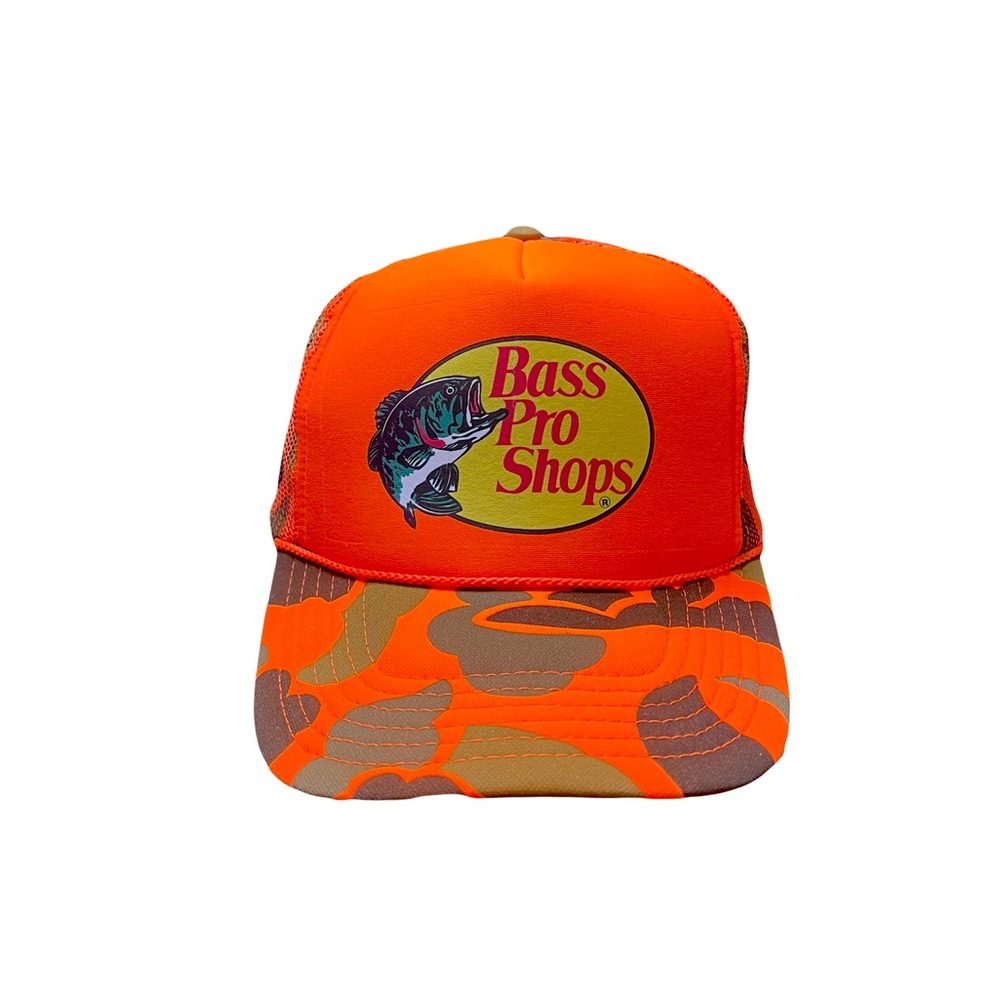 Bass Pro Rare Orange Camo Trucker Hat